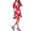image:imageKarl Lagerfeld Womens Short Sleeve V Neck Printed Ecovero Fit and Flare Rope Belt DressTomato Multi