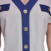 image:imageKarl Lagerfeld Womens Short Sleeve V Neck Scuba Crepe Aline Contrast Framing DressSoft WhiteMaritime
