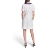 image:imageKarl Lagerfeld Womens Short Sleeve V Neck Scuba Crepe Aline Contrast Framing DressSoft WhiteMaritime
