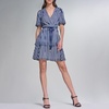 image:imageKarl Lagerfeld Womens Short Sleeve V Neck Stripe Chiffon Fit and Flare Rope Belt DressMaritimeSoft White