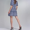 image:imageKarl Lagerfeld Womens Short Sleeve V Neck Stripe Chiffon Fit and Flare Rope Belt DressMaritimeSoft White