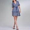 image:imageKarl Lagerfeld Womens Short Sleeve V Neck Stripe Chiffon Fit and Flare Rope Belt DressMaritimeSoft White