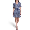 image:imageKarl Lagerfeld Womens Short Sleeve V Neck Stripe Chiffon Fit and Flare Rope Belt DressMaritimeSoft White