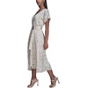 image:imageKarl Lagerfeld Womens Short Sleeve VNeck Hanky Hem Belted Satin Midi DressBisqueBlack