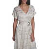 image:imageKarl Lagerfeld Womens Short Sleeve VNeck Hanky Hem Belted Satin Midi DressBisqueBlack