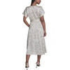 image:imageKarl Lagerfeld Womens Short Sleeve VNeck Hanky Hem Belted Satin Midi DressBisqueBlack