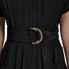 image:imageKarl Lagerfeld Womens Short Sleeve VNeck Hanky Hem Belted Satin Midi DressBlack