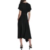 image:imageKarl Lagerfeld Womens Short Sleeve VNeck Hanky Hem Belted Satin Midi DressBlack
