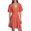 image:imageKarl Lagerfeld Womens Short Sleeve VNeck Linen Fit amp Flare Flower Button DressCamelia