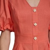 image:imageKarl Lagerfeld Womens Short Sleeve VNeck Linen Fit amp Flare Flower Button DressCamelia