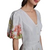image:imageKarl Lagerfeld Womens Short Sleeve VNeck Linen Fit amp Flare Flower Button DressSoft White Multi