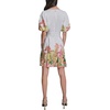 image:imageKarl Lagerfeld Womens Short Sleeve VNeck Linen Fit amp Flare Flower Button DressSoft White Multi