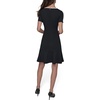 image:imageKarl Lagerfeld Womens Short Sleeve VNeck Pearl Button Bow Detail Aline Mini DressBlack Soft White