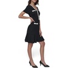 image:imageKarl Lagerfeld Womens Short Sleeve VNeck Pearl Button Bow Detail Aline Mini DressBlack Soft White