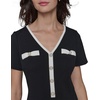 image:imageKarl Lagerfeld Womens Short Sleeve VNeck Pearl Button Bow Detail Aline Mini DressBlack Soft White