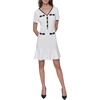 image:imageKarl Lagerfeld Womens Short Sleeve VNeck Pearl Button Bow Detail Aline Mini DressSoft White Black