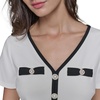 image:imageKarl Lagerfeld Womens Short Sleeve VNeck Pearl Button Bow Detail Aline Mini DressSoft White Black