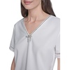 image:imageKarl Lagerfeld Womens Short Sleeve VNeck with Crystal Bow TopSoft White