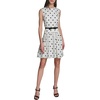 image:imageKarl Lagerfeld Womens Sleeveless Belted Drop Waist Mini DressSoft WhiteBlack