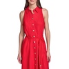image:imageKarl Lagerfeld Womens Sleeveless Collar Linen Rope Belt Midi DressTomato