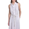 image:imageKarl Lagerfeld Womens Sleeveless Collar Striped Linen Rope Belt Midi DressSoft WhiteHummus