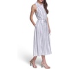 image:imageKarl Lagerfeld Womens Sleeveless Collar Striped Linen Rope Belt Midi DressSoft WhiteMaritime