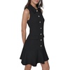 image:imageKarl Lagerfeld Womens Sleeveless Collared Button Front Aline Mini DressBlack