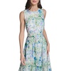 image:imageKarl Lagerfeld Womens Sleeveless Crew Neck All Over Whimsy Print Tie Back Midi DressSky Blue Multi
