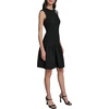 image:imageKarl Lagerfeld Womens Sleeveless Crew Neck Floral Jacquard Drop Waist Flower Detail DressBlack