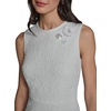 image:imageKarl Lagerfeld Womens Sleeveless Crew Neck Floral Jacquard Drop Waist Flower Detail DressSoft White