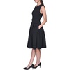 image:imageKarl Lagerfeld Womens Sleeveless Crew Neck Flower Belt Floral Stretch Jacquard Aline DressBlack