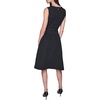 image:imageKarl Lagerfeld Womens Sleeveless Crew Neck Flower Belt Floral Stretch Jacquard Aline DressBlack