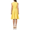 image:imageKarl Lagerfeld Womens Sleeveless Crew Neck Flower Belt Floral Stretch Jacquard Aline DressCanary Yellow