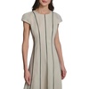 image:imageKarl Lagerfeld Womens Sleeveless Crew Neck Linen Midi Contrast Seaming DressBisqueBlack