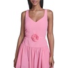 image:imageKarl Lagerfeld Womens Sleeveless Drop Waist Midi Dress with Flower Applique BeltPink Sherbet
