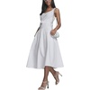 image:imageKarl Lagerfeld Womens Sleeveless Drop Waist Midi Dress with Flower Applique BeltSoft White