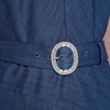 image:imageKarl Lagerfeld Womens Sleeveless Embellished Belt Metallic Pinstripe Midi DressDenim Blue Multi