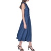 image:imageKarl Lagerfeld Womens Sleeveless Embellished Belt Metallic Pinstripe Midi DressDenim Blue Multi