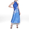 image:imageKarl Lagerfeld Womens Sleeveless Halter Neck Satin Aline Maxi DressBright SapphirePalace Blue Multi