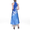 image:imageKarl Lagerfeld Womens Sleeveless Halter Neck Satin Aline Maxi DressBright SapphirePalace Blue Multi