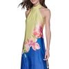 image:imageKarl Lagerfeld Womens Sleeveless Halter Neck Satin Aline Maxi DressCitrus GreenBright Sapphire Multi