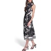 image:imageKarl Lagerfeld Womens Sleeveless Mock Neck Printed Scarf Twill Boarder Print Midi DressBlackBisque Multi