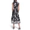 image:imageKarl Lagerfeld Womens Sleeveless Mock Neck Printed Scarf Twill Boarder Print Midi DressBlackBisque Multi