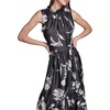 image:imageKarl Lagerfeld Womens Sleeveless Mock Neck Printed Scarf Twill Boarder Print Midi DressBlackBisque Multi