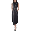 image:imageKarl Lagerfeld Womens Sleeveless Mock Neck Satin Faced Crepe Midi DressBlackSoft White