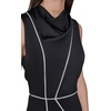 image:imageKarl Lagerfeld Womens Sleeveless Mock Neck Satin Faced Crepe Midi DressBlackSoft White