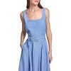 image:imageKarl Lagerfeld Womens Sleeveless Scoop Neck Linen Fit and Flare Midi DressChambray Blue