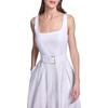 image:imageKarl Lagerfeld Womens Sleeveless Scoop Neck Linen Fit and Flare Midi DressSoft White