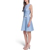 image:imageKarl Lagerfeld Womens Sleeveless Split Neck Printed Ponte Fit and Flare Pearl Embellishments DressLight Blue Multi