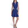 image:imageKarl Lagerfeld Womens Sleeveless Split Neck Scuba Crepe Fit and Flare Pearl Embellishments DressMaritime